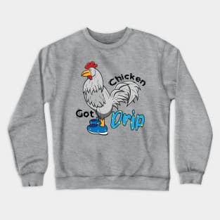 Chicken With Shoes White Blue DRIP Crewneck Sweatshirt